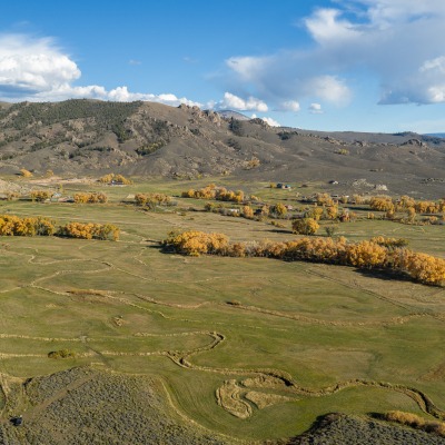 Hay field with ditches visible